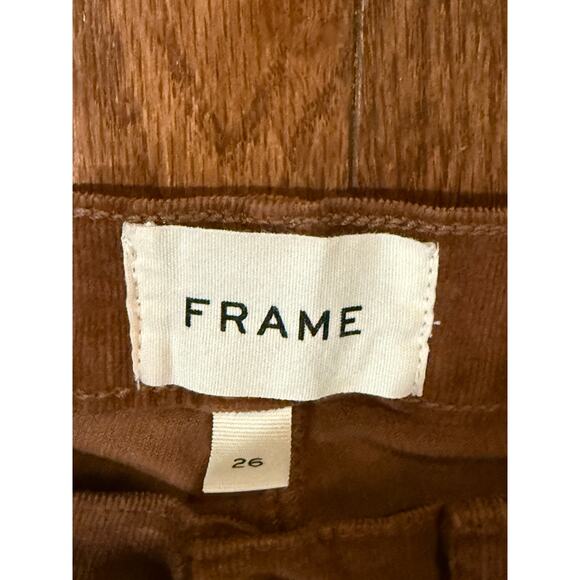FRAME Denim Brown Velvet High Waist Skinny Pants Sz 26 Designer Luxury - Picture 3 of 14